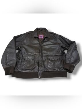 90s Vintage Burk's Bay Jacket Size XL Burks Bay Leather Bomber Jacket Distressed